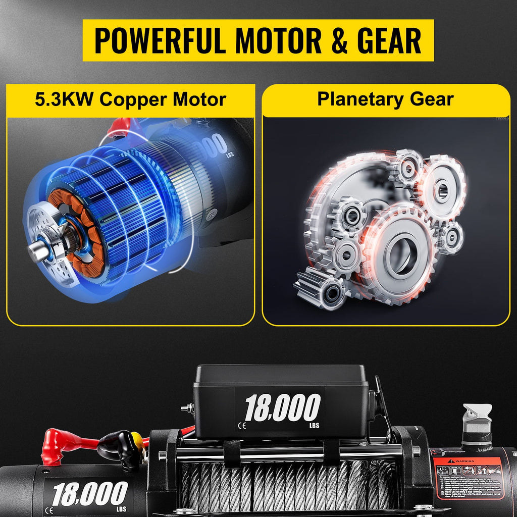 Electric Winch 18,000 lbs 12V Steel Cable