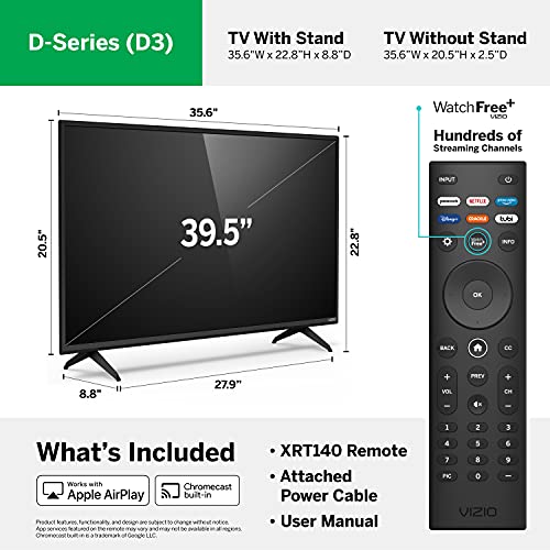 VIZIO 40-Inch D-Series Full HD 1080p Smart TV With AMD FreeSync And Apple AirPlay - D40F-J09