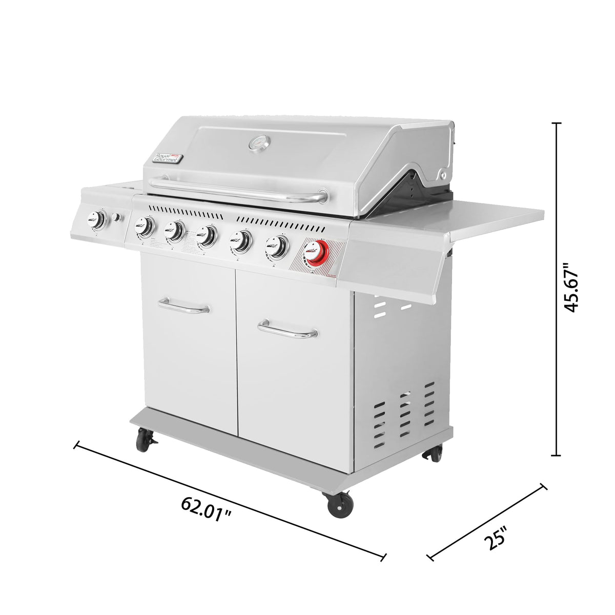 Stainless Steel 6-Burner Gas Grill - 74,000 BTU With Sear And Side Burner
