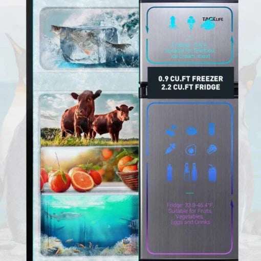3.1 Cu. Ft. 2-Door Compact Refrigerator With Freezer, LED Light And Crisper Drawer