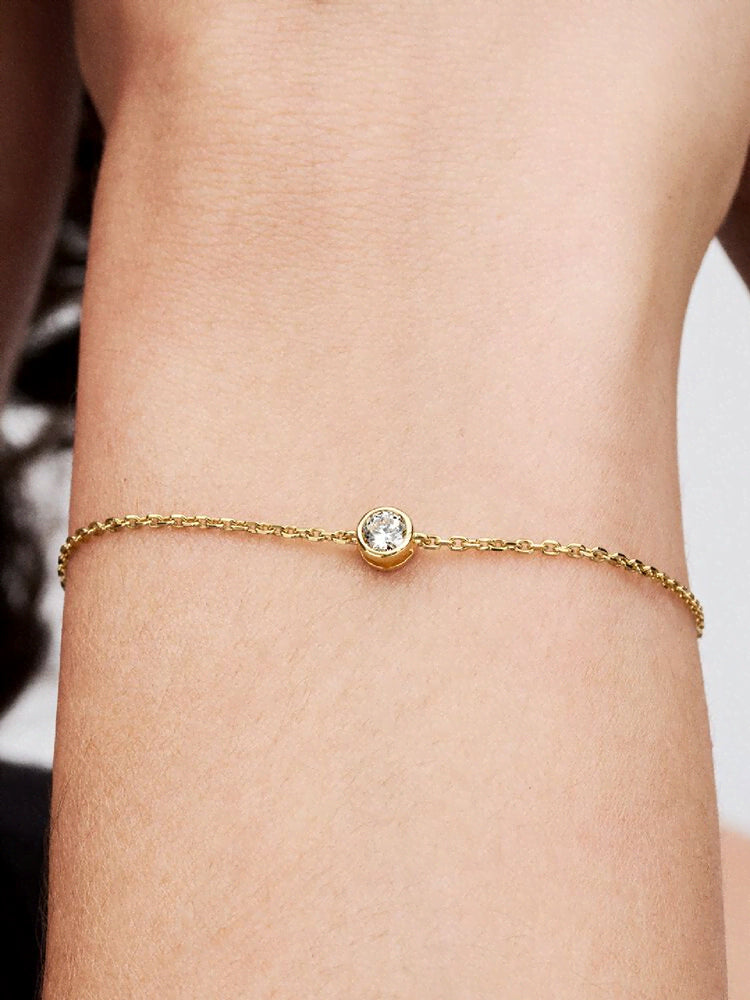 Pandora Era Bezel 14k Gold Lab-grown Diamond Chain Bracelet