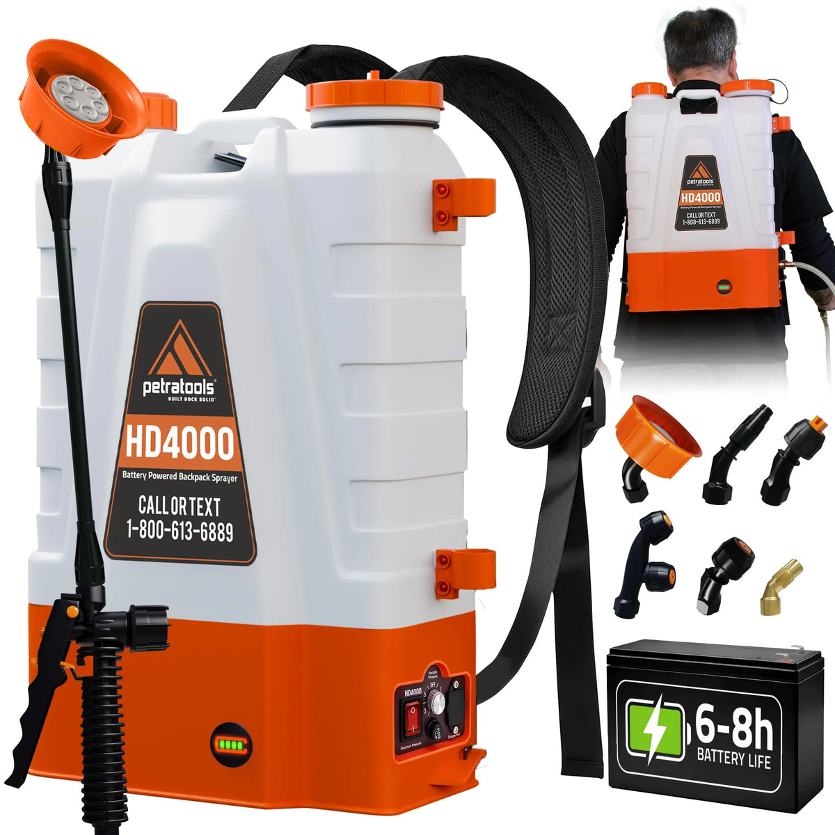 4 Gallon Battery Powered Backpack Sprayer With 12V 8Ah Rechargeable Battery