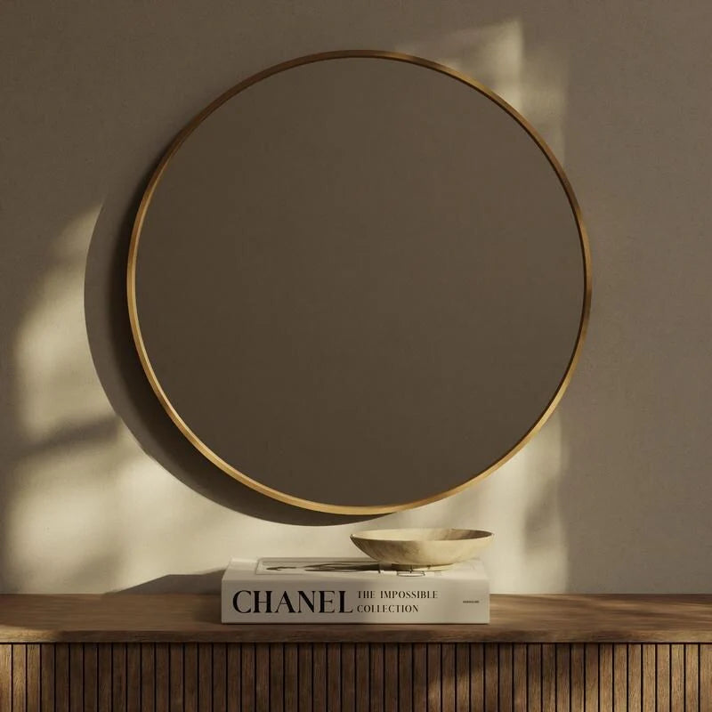 Classic Farmhouse Round Wooden Frame Wall Mirror - 24-inches, 28-inches, 32-inches