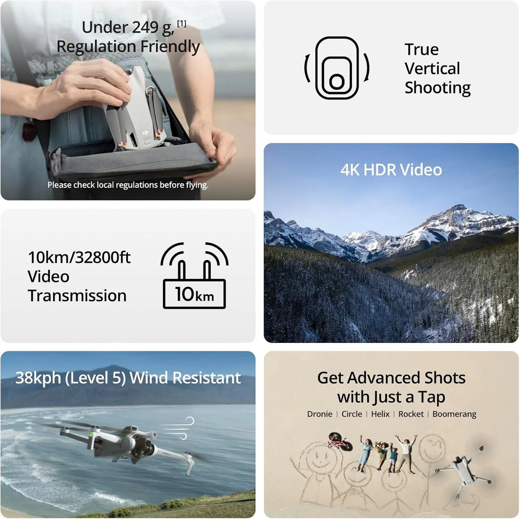 dji Camera Drone, 4K, 38-Min Flight Time, 10 km Video Transmission - Mini 3