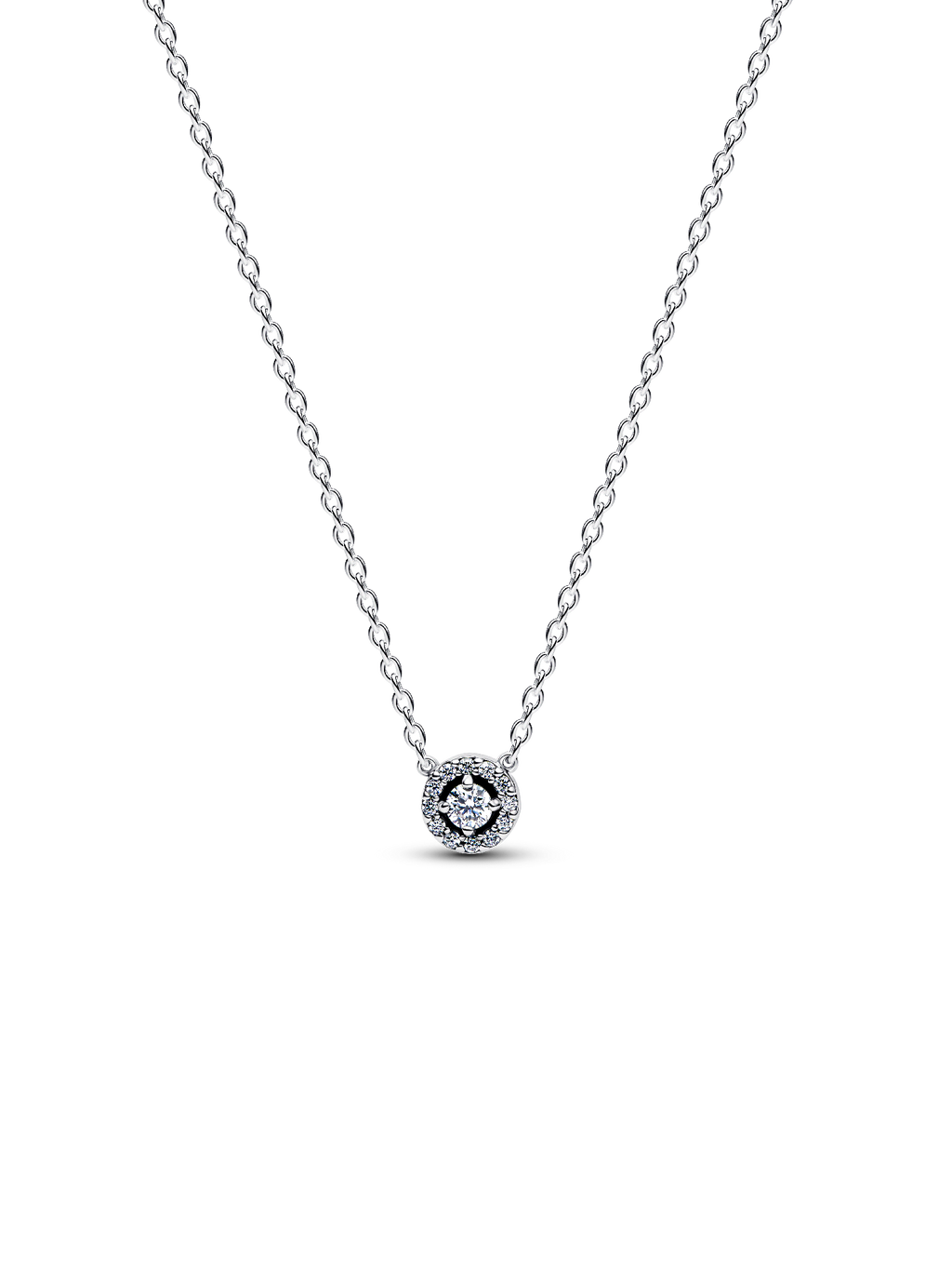 Round Pavé Halo Collier Necklace