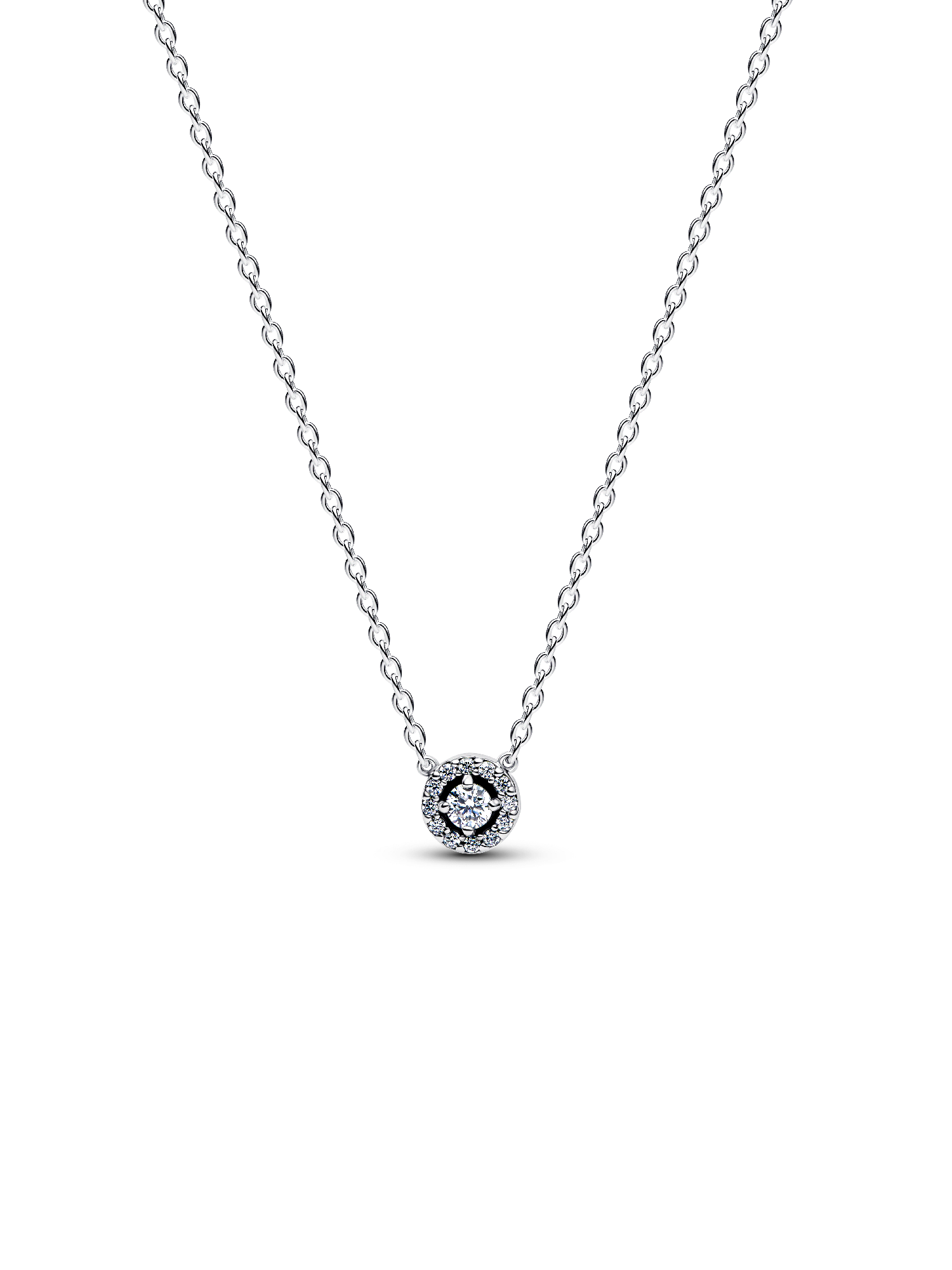 Round Pavé Halo Collier Necklace