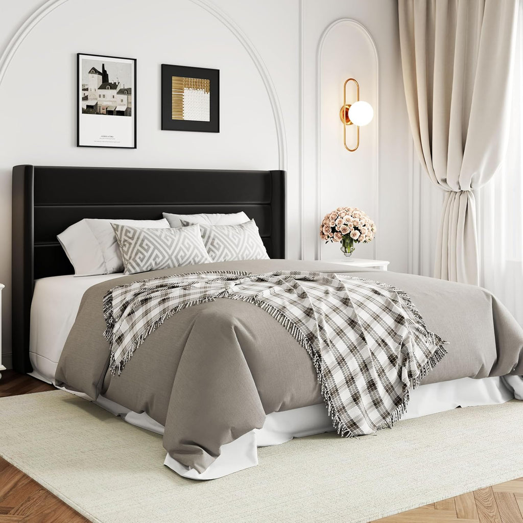 Queen Size Lift-Up Storage Bed With Wingback Headboard, Upholstered Platform Bed Frame With Hidden Storage
