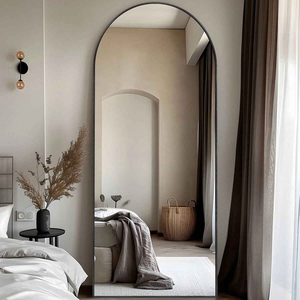 Arched Full Length Floor Mirror With Aluminum Alloy Frame - 65x22, 71x24, 71x28, 71x32