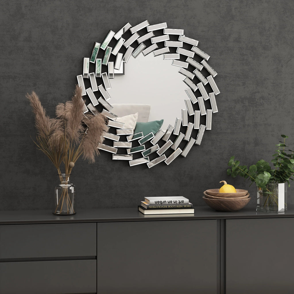Round Spiral Sunburst Decorative Wall Mirror
