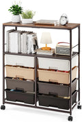 8-Drawer Rolling Storage Cart With Wooden Top And Lockable Wheels