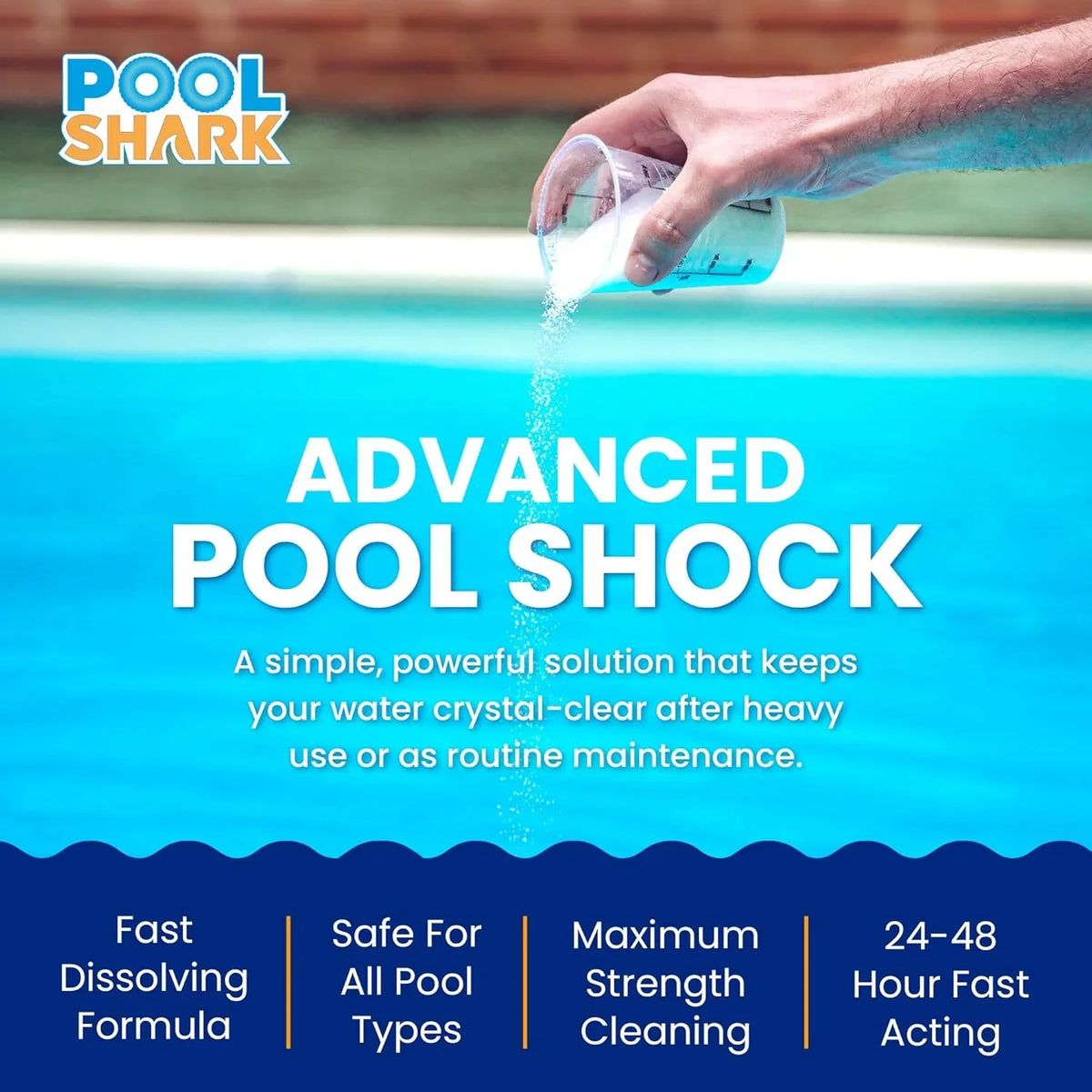 POOL SHARK Calcium Hypochlorite Pool Shock Chlorine Granules, 68%, 50 lbs - CH50