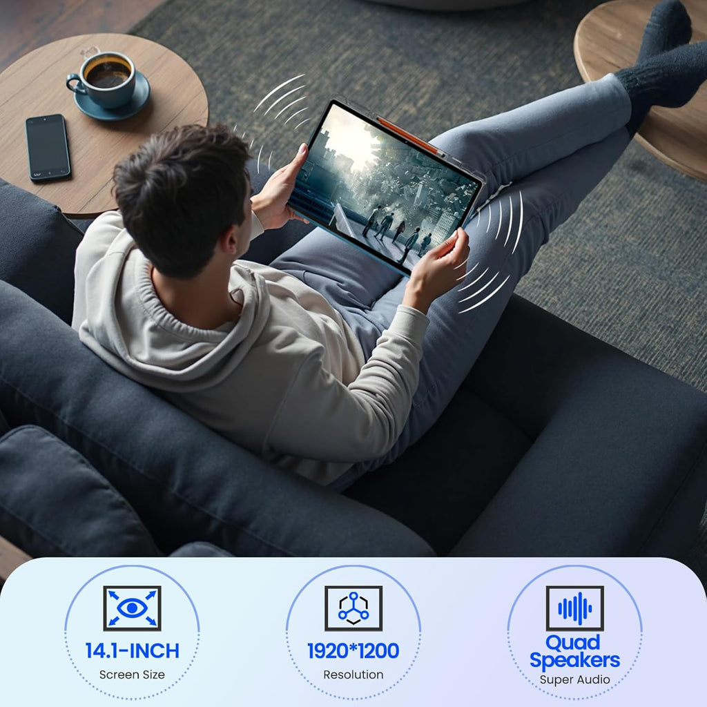 14 Inch Android 15 Tablet, 16GB RAM, 256GB Storage, 4G LTE