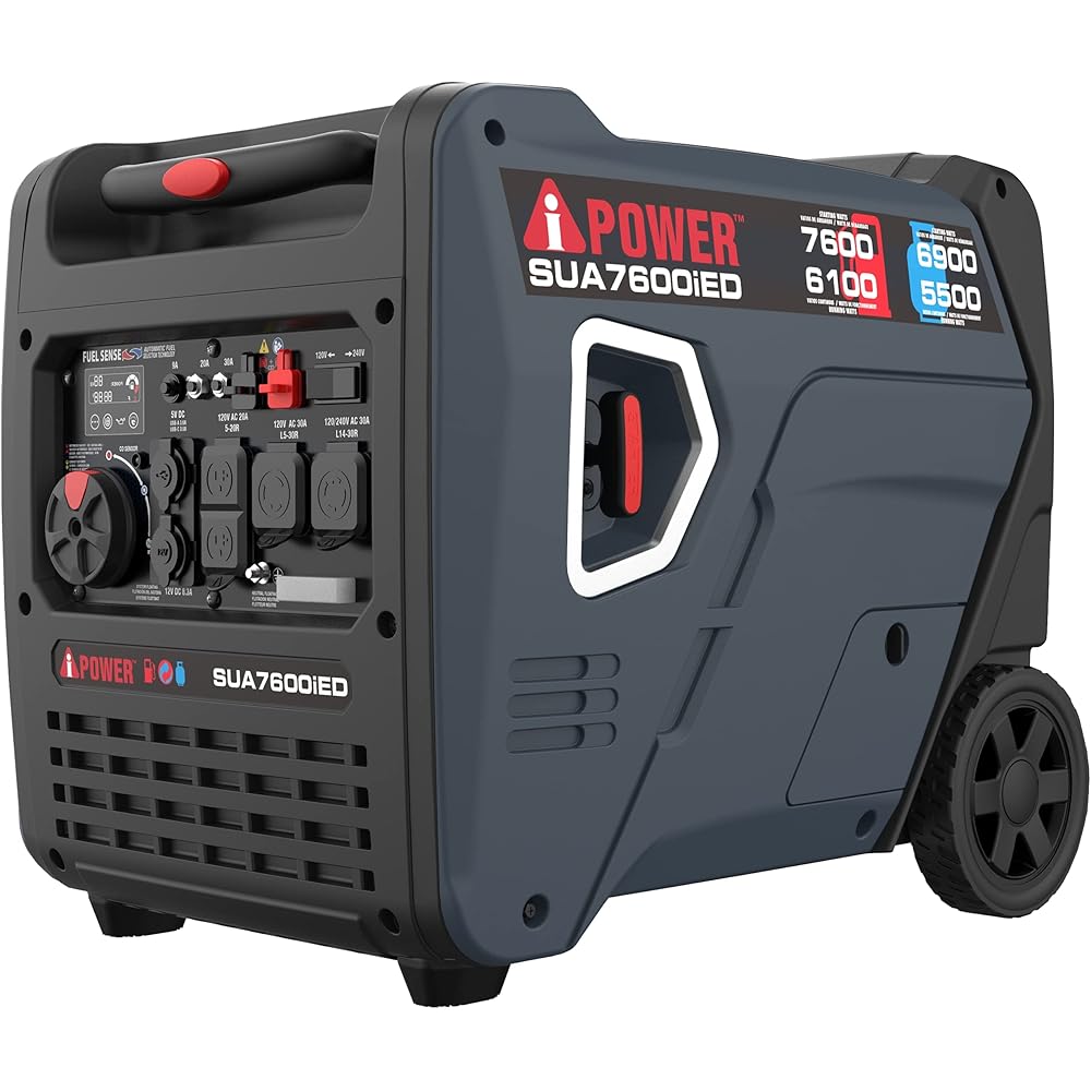 A-iPower 7600W Dual Fuel Portable Inverter Generator With Electric Start - SUA7600iED