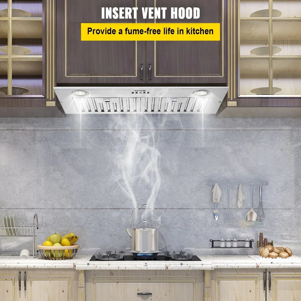 VEVOR Built-In Insert Range Hood, 800 CFM, 3-Speed, Stainless Steel, 30In