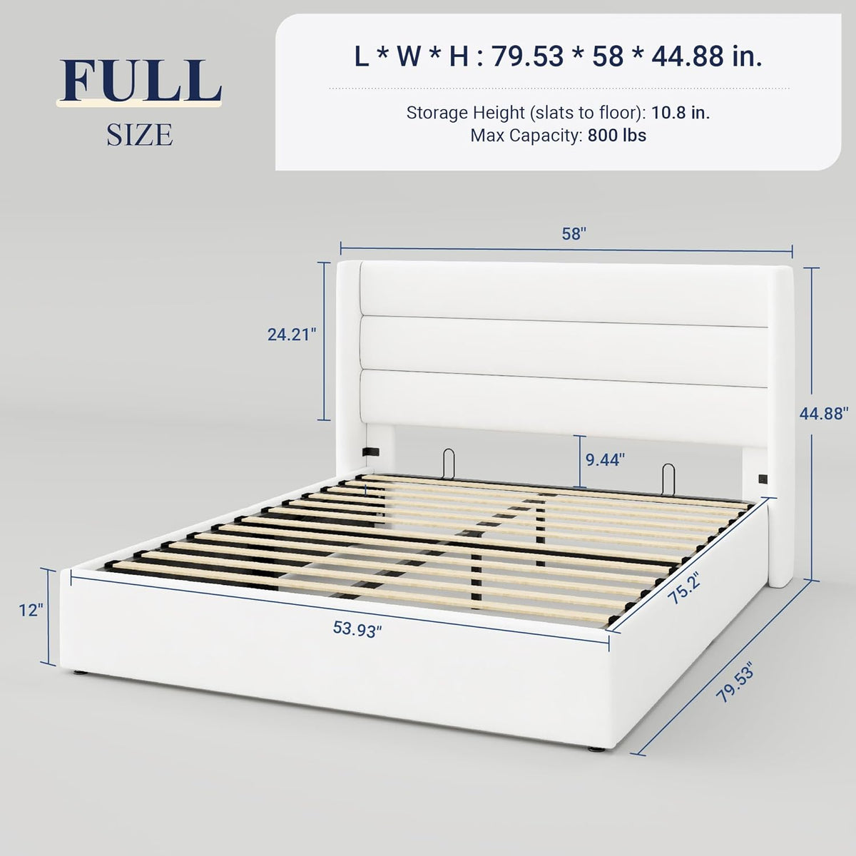 Queen Size Lift-Up Storage Bed With Wingback Headboard, Upholstered Platform Bed Frame With Hidden Storage