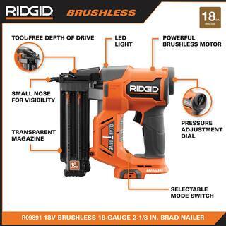 18V Brushless Cordless Brad And Finish Nailer Combo Kit With Battery And Charger