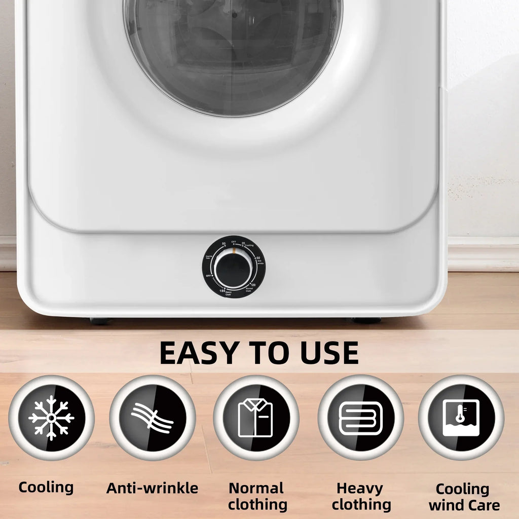 Portable Compact Front Load Clothes Dryer 1.95 Cu.ft, 830W, 5 Drying Modes, White
