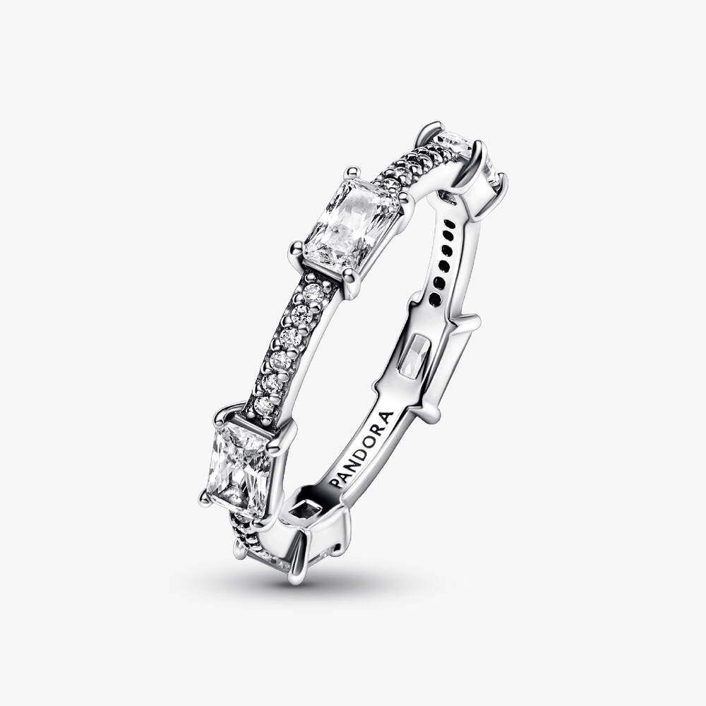 FINAL SALE - Rectangular Bars Sparkling Pavé Ring