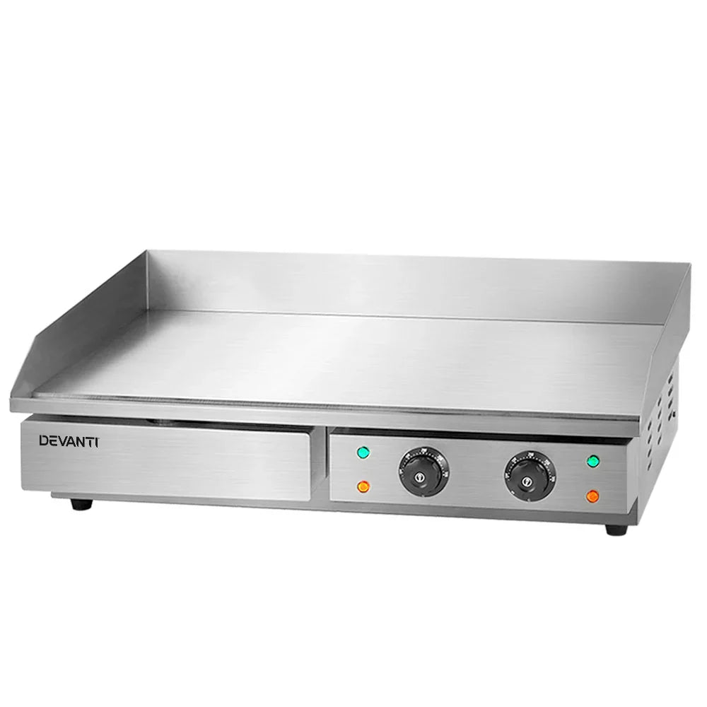Devanti Commercial Electric Griddle BBQ Grill Plate, 73cm, 4400W, Silver