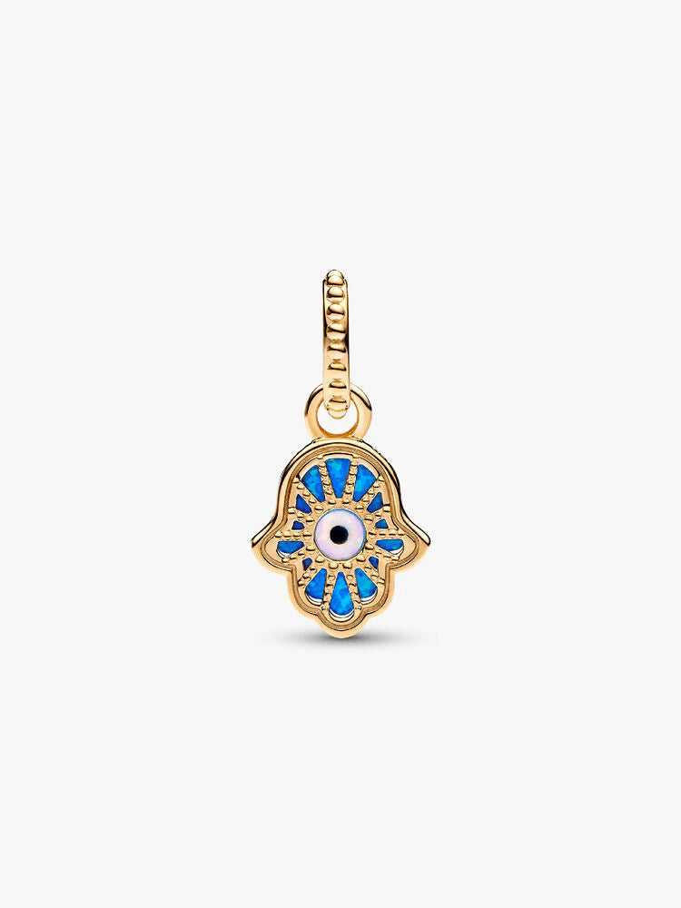 Opalescent Blue Hamsa Hand Dangle Charm