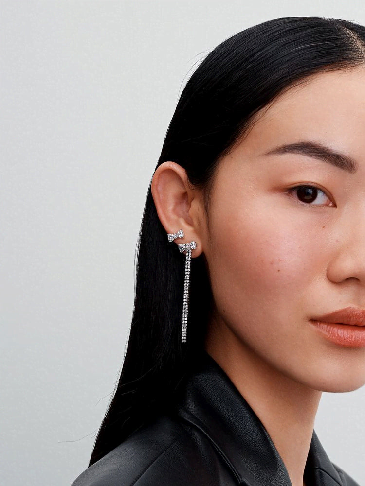 Pavé Bow Drop Earrings