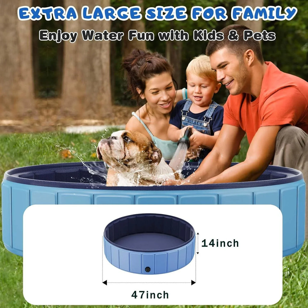 Totiro Foldable Dog Swimming Pool, 120in x 20in, PVC, Blue