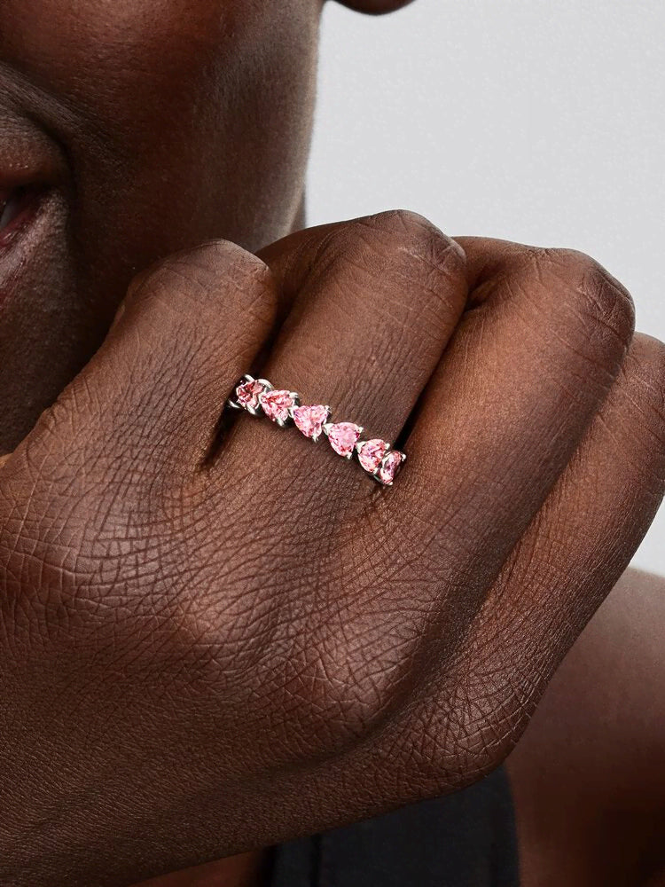 Band of Pink Hearts Ring