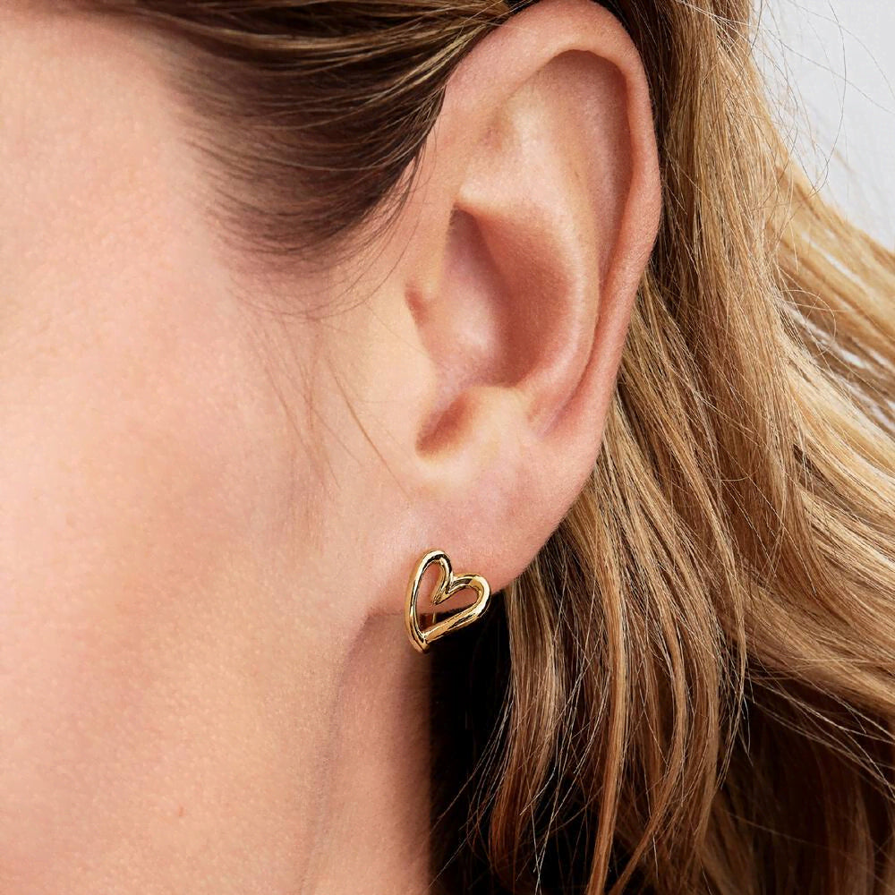 Organically Shaped Heart Small Hoop Earrings