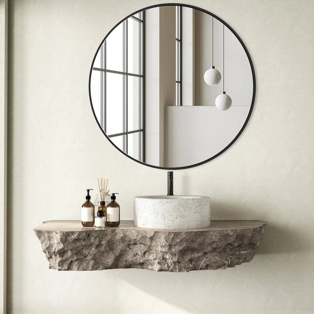 Round Bathroom Vanity Mirror, 24x24 / 36x36, Black, Brushed Gold or Silver