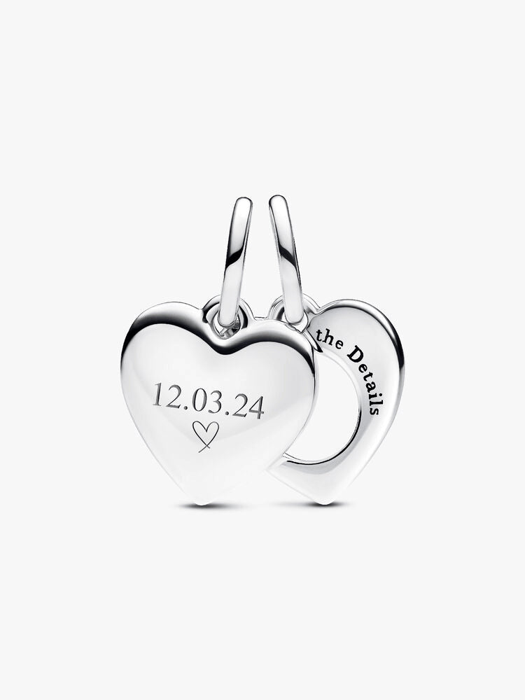 Engravable Heart Magnifying Glass Double Dangle Charm