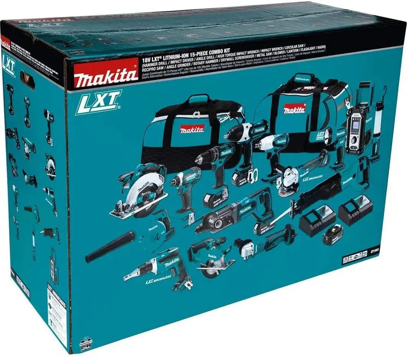 Makita 18V LXT 15-Piece Cordless Tool Combo Kit - XT1501