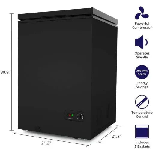 Northair Chest Freezer 3.5 Cu Ft With 2 Removable Baskets - Black