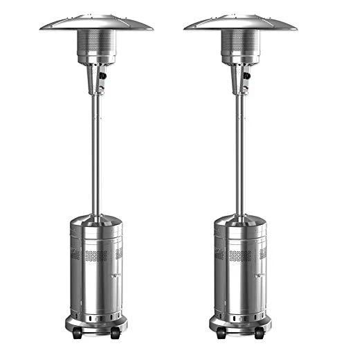 NIC Outdoor Patio Propane Heater 2 Set 48,000-BTU Stainless Steel Silver