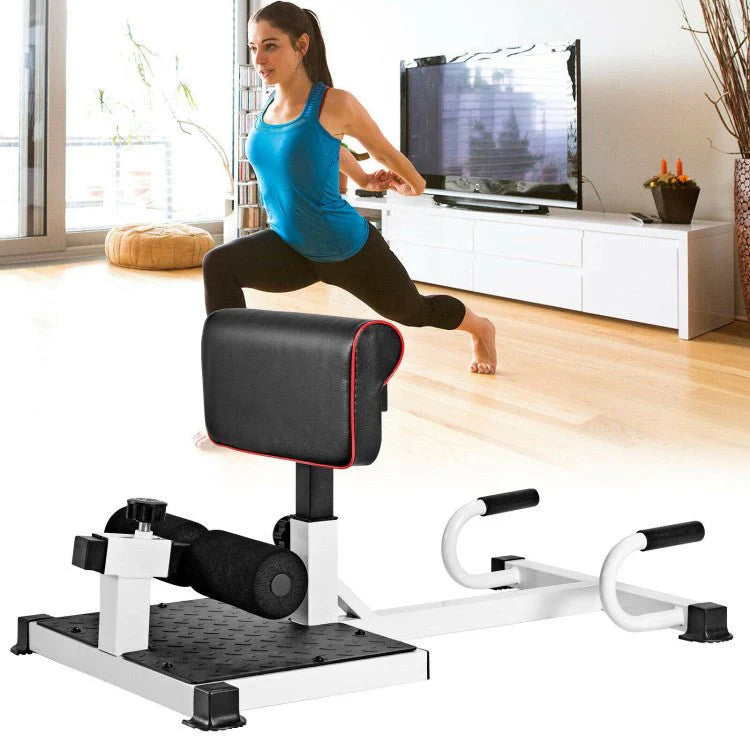 All-In-One Home Gym Sissy Squat Machine With Anti-Skid Pads - White