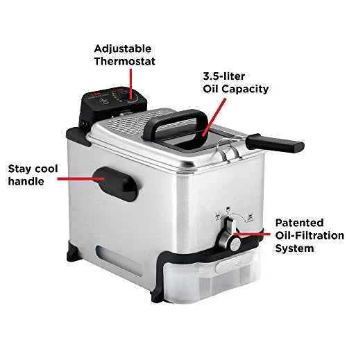 T-Fal EZ Clean Pro Steel Deep Fryer With Basket - 3.5 Liter Oil Capacity
