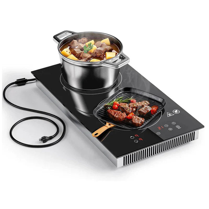 2-Burner 12 Inch Built-In And Countertop Induction Cooktop, 1800W, Black - UL-ID1800