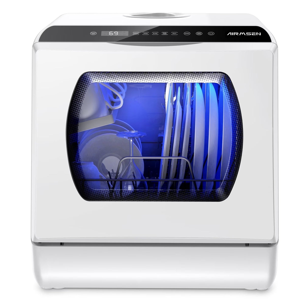 AIRMSEN Portable Countertop Dishwasher With 5L Built-In Water Tank And 5 Washing Programs - AE-TDQR03