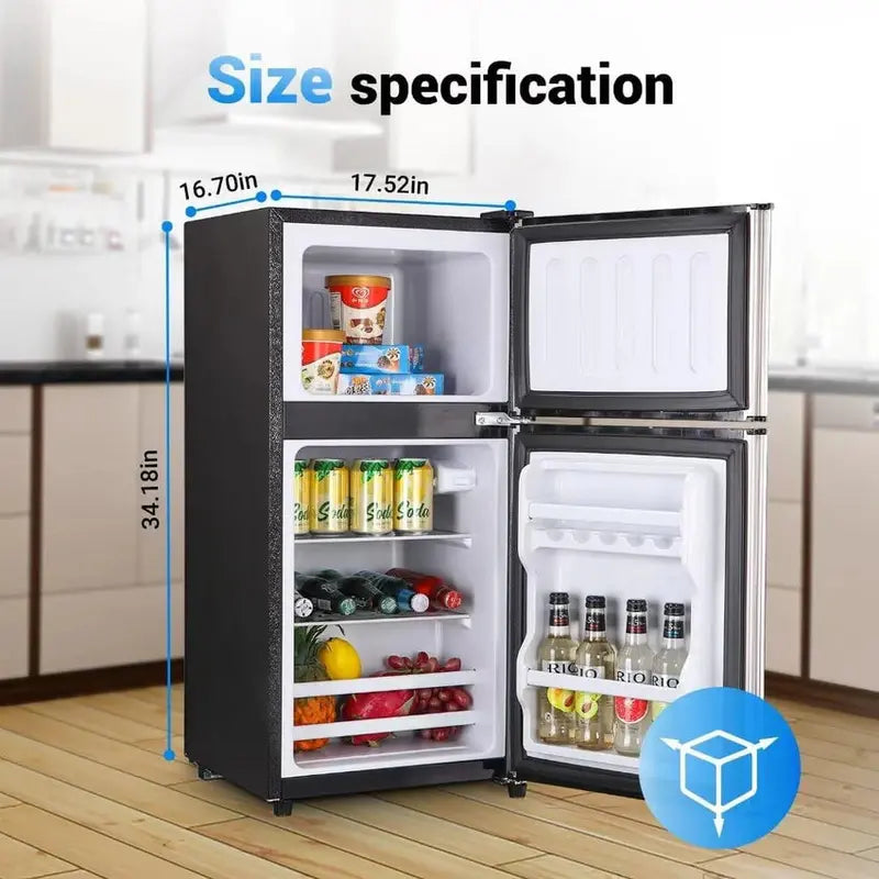 OOTDAY Compact Refrigerator With Freezer 3.5 Cu Ft Silver 16.7 x 17.5 x 34.2 inches - FLS-80-SILVER