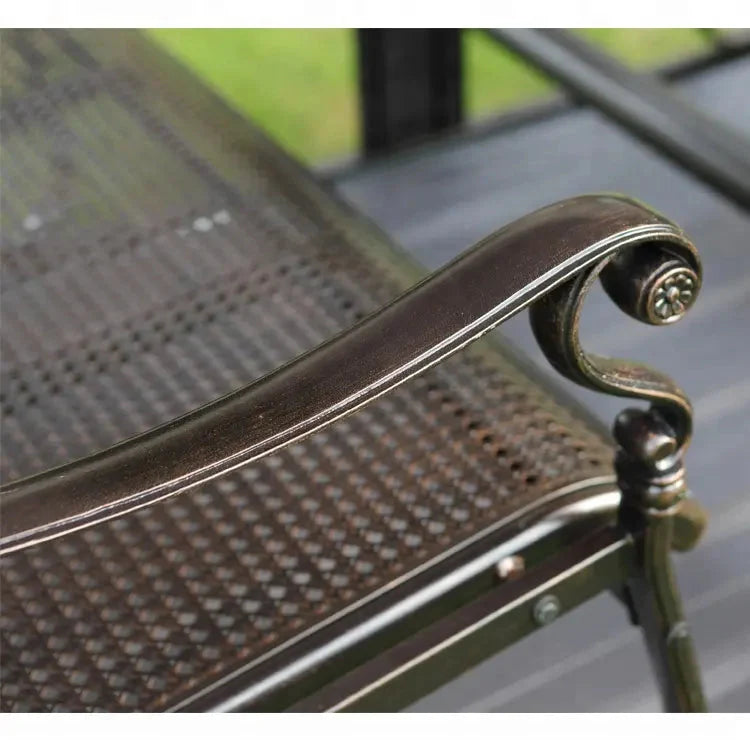 Purple Leaf 4-Person Outdoor Glider Bench Set With Glass Table, 6.1 Feet x 7.3 Feet x 3.7 Feet