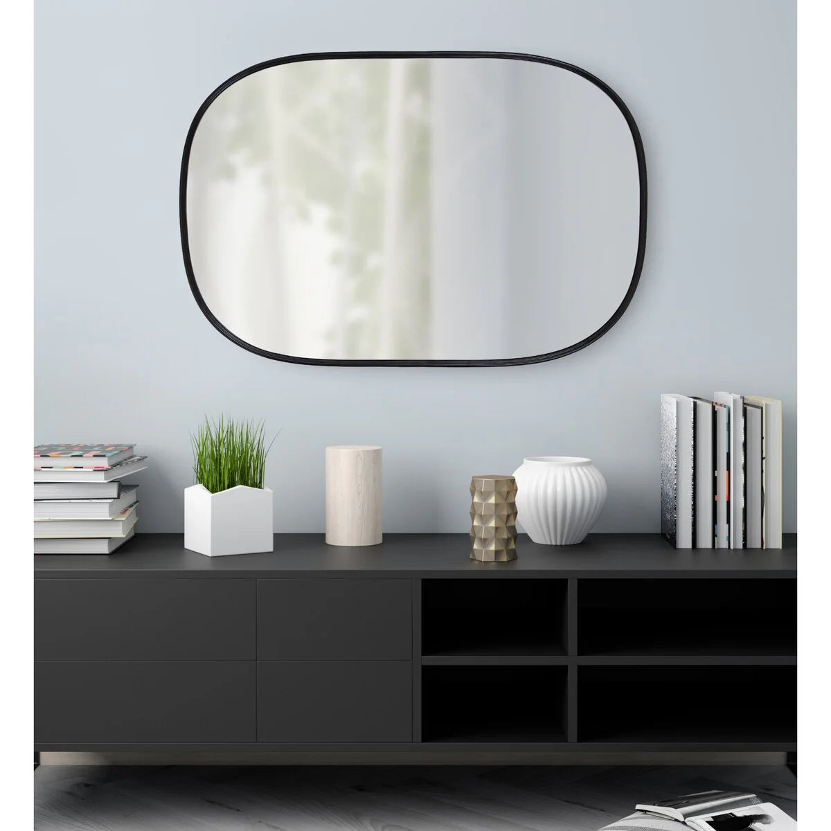 Capsule Framed Wall Mirror, 16x48, 18x24, 22x34, 24x36, Black, Bronze, Gold, Gray, Silver, Antique-Bronze