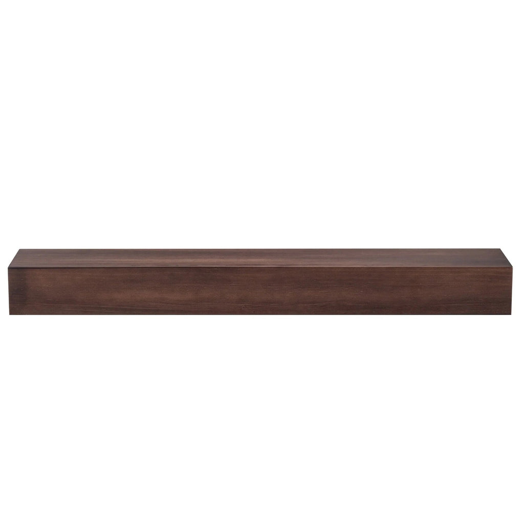 72 Inch Solid Pine Fireplace Mantel Wall-Mounted Floating Shelf - Brown