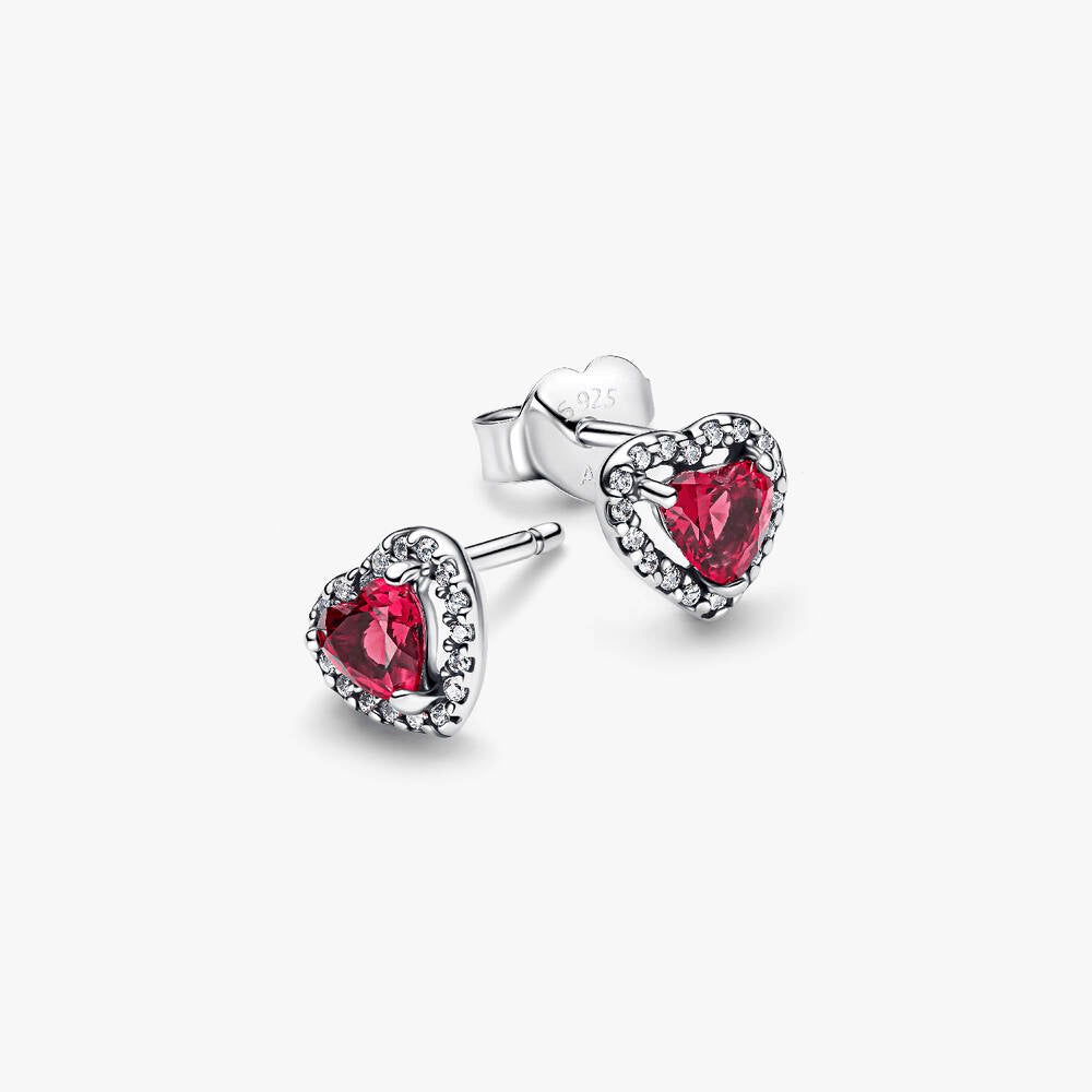 Elevated Red Heart Stud Earrings