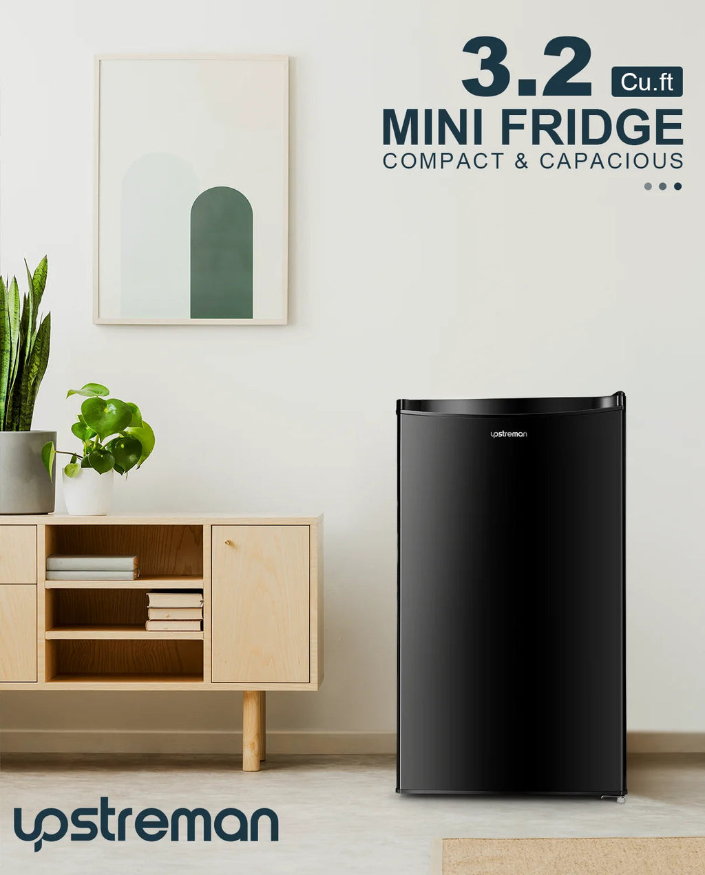 Upstreman 3.2 Cu.Ft. Single Door Mini Refrigerator With Freezer - BR321