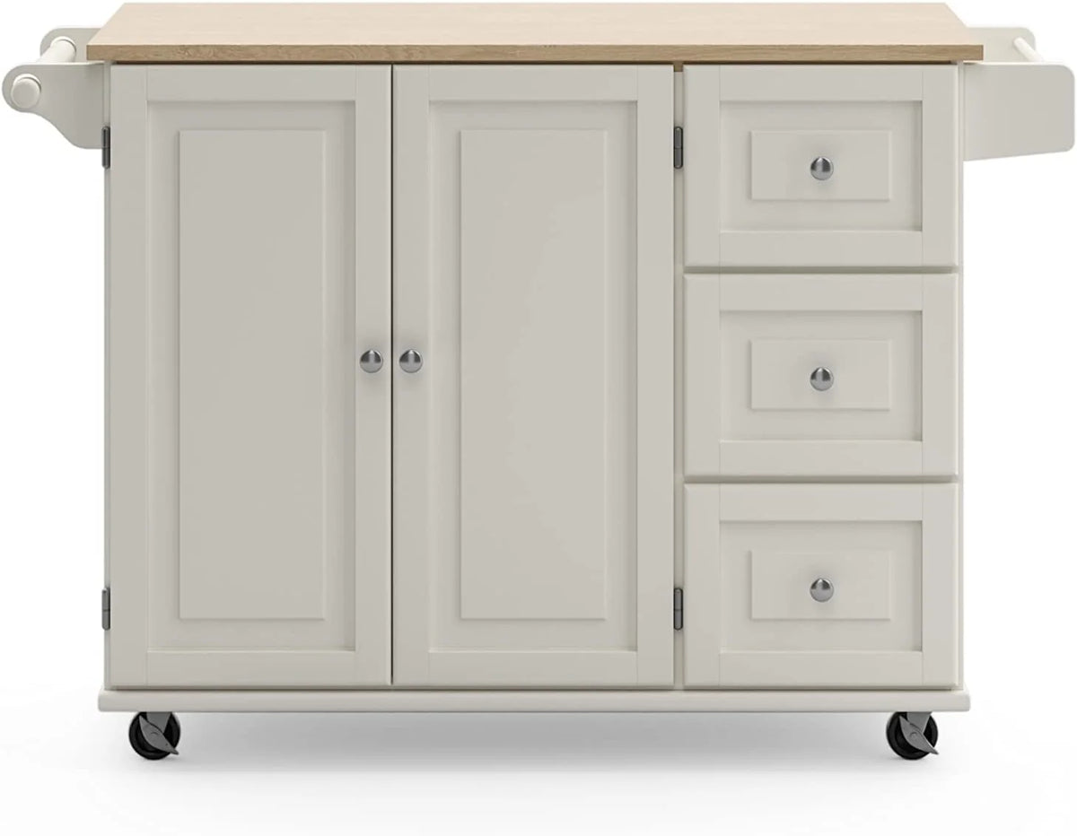 homestyles Dolly Madison Mobile Kitchen Island Cart, Soft White, 18in D x 53in W x 36in H