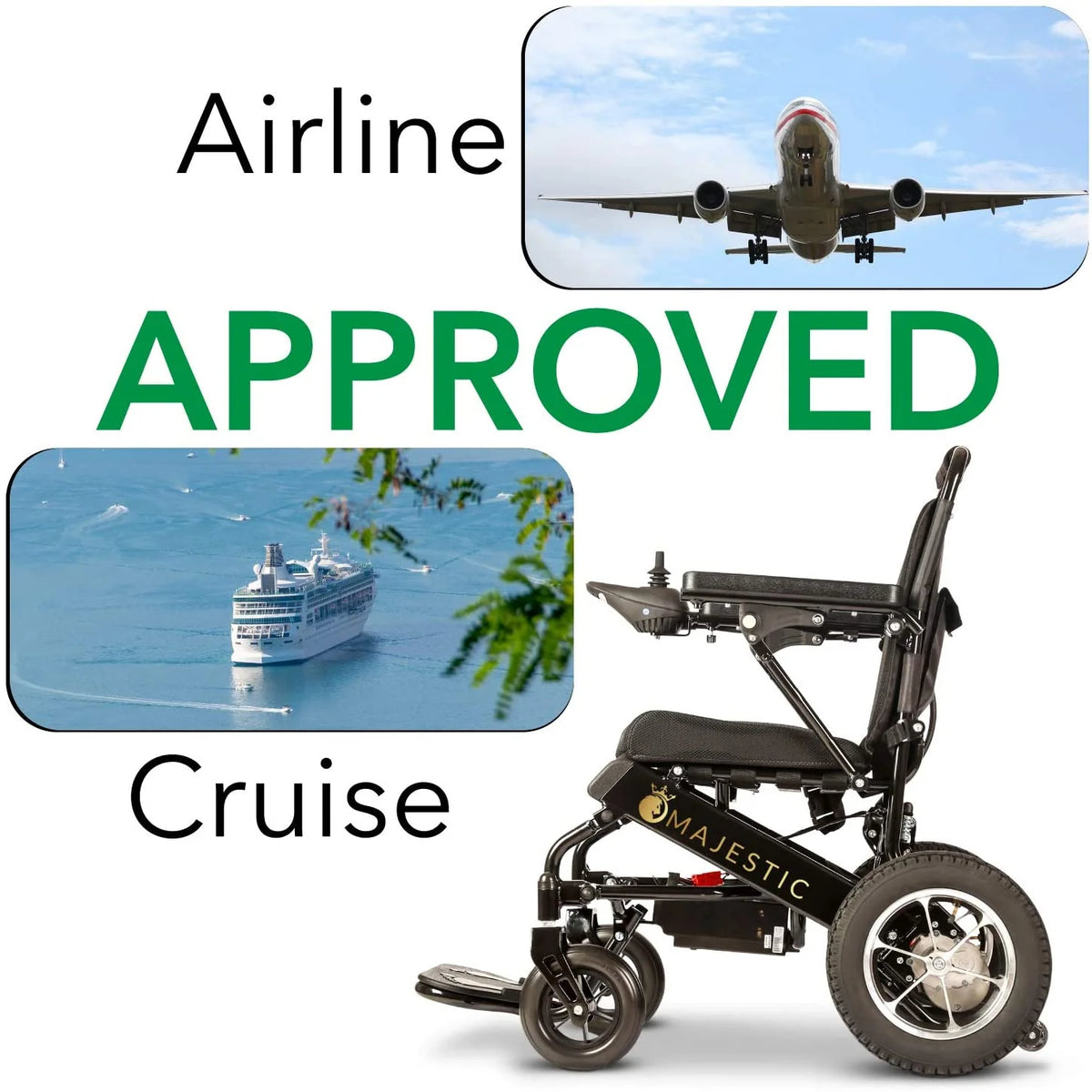 Comfy Go Folding Electric Power Wheelchair, 17.5 Seat Width