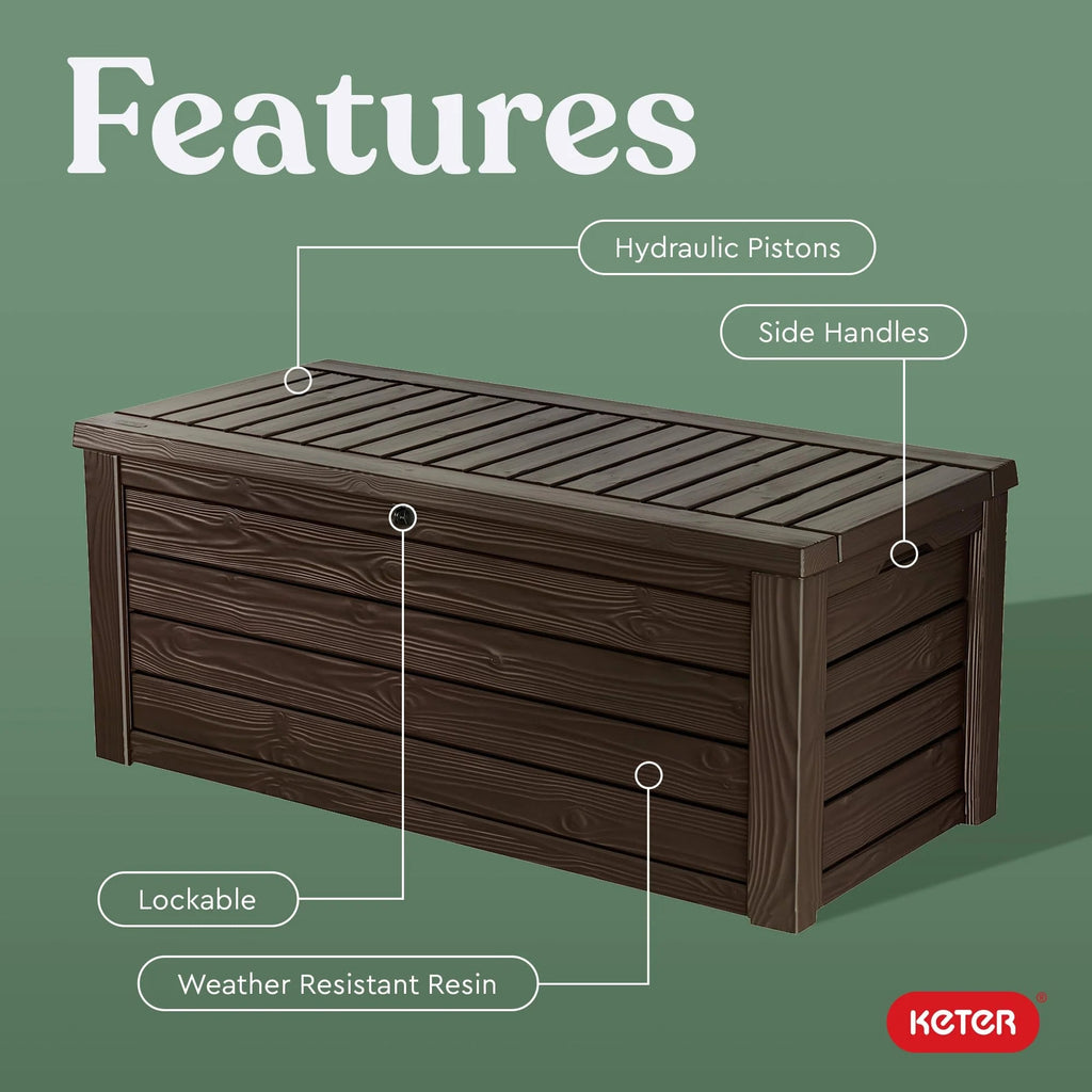 150 Gallon Outdoor Resin Deck Box With Bench Seat
