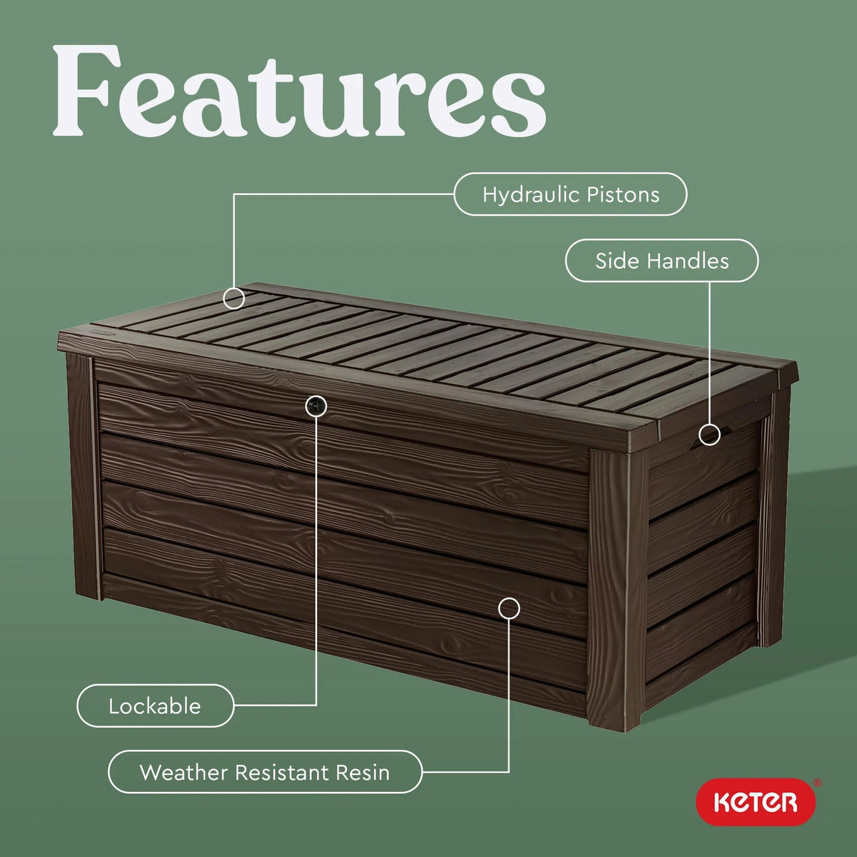150 Gallon Outdoor Resin Deck Box With Bench Seat