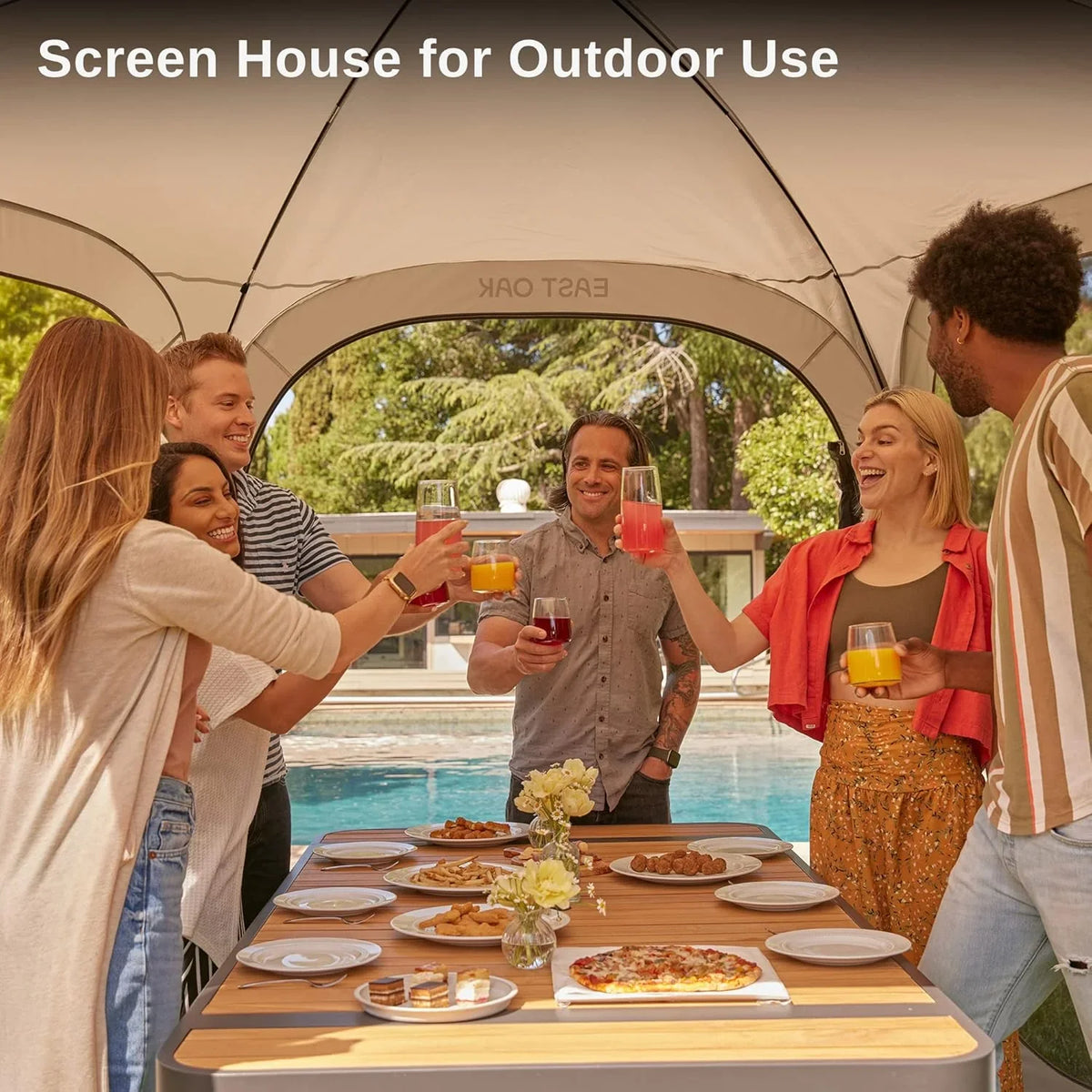 EAST OAK Pop-Up Screen House Tent 10 x 10 FT With Carry Bag