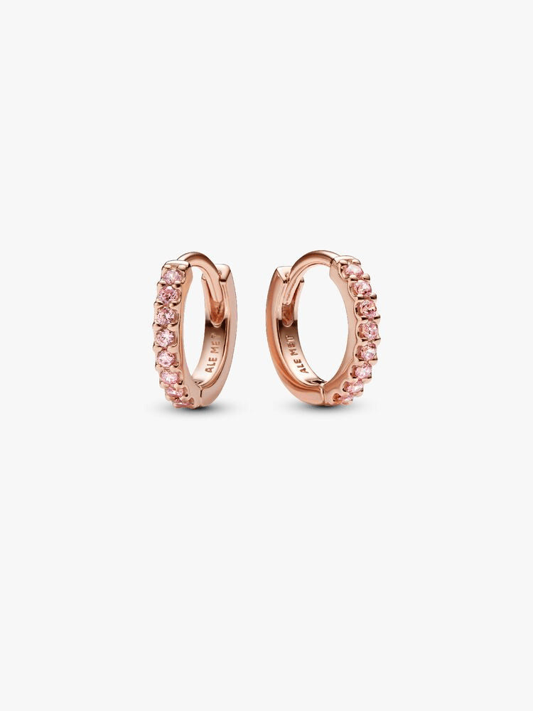 Sparkling Pink Huggie Hoop Earrings