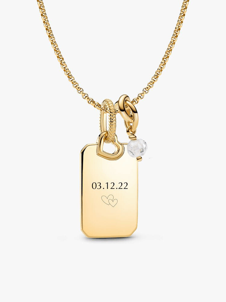April Engravable Dangle Charm Necklace Set